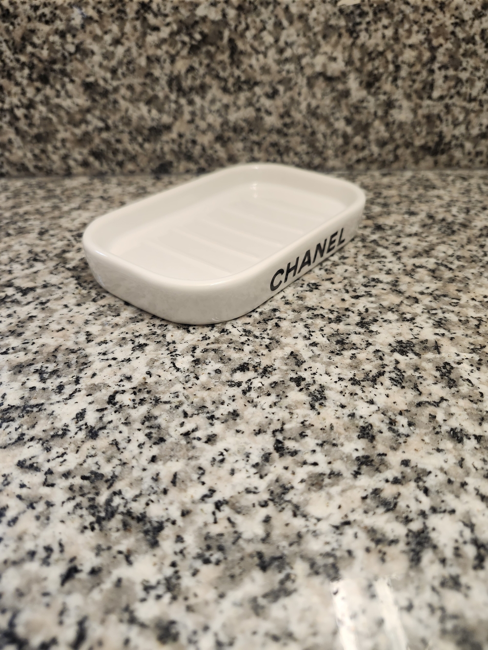 White Ceramic Soap Dish | Glossy Finish Vanity Piece - Picture 3 of 5